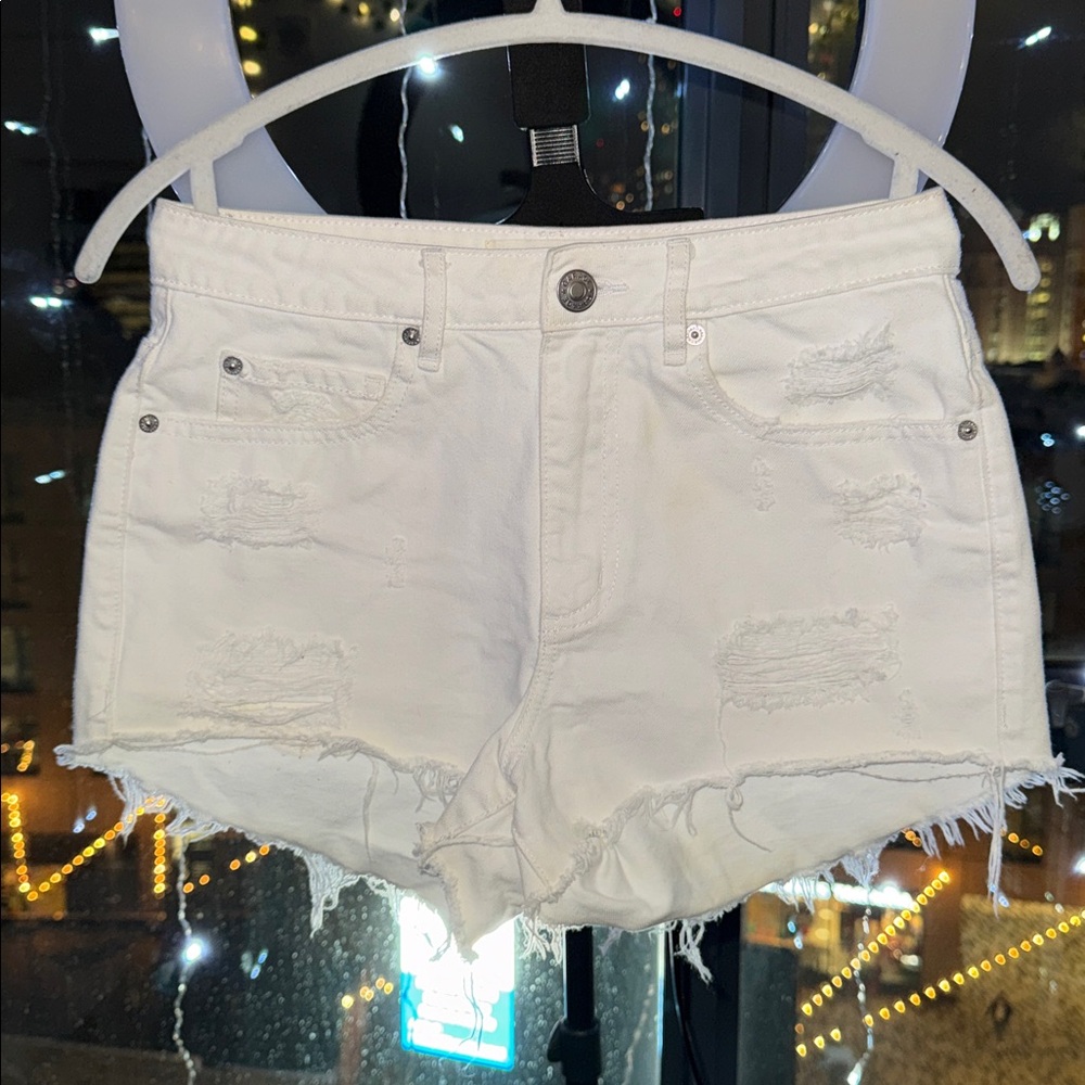 Garage White Distressed Jean Shorts